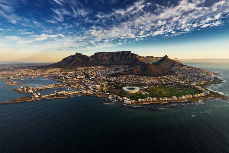 Aerial panoramic view of Cape Town Cityscape